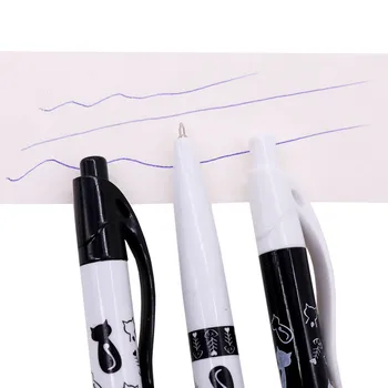 20 Gabali / Daudz Zilo Piepildīt 0.7 mm Lodīšu Pildspalva Melnā Un Baltā krāsā Iespiests Kaķis Modelis, Rakstīšanas Pildspalva Studentu Kancelejas preces