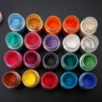 20 Krāsas, Vizlas Pulveris Epoksīda Sveķi, Krāsviela, Perlamutra Pigmentu Dabas Vizlas Minerālu Pulveris