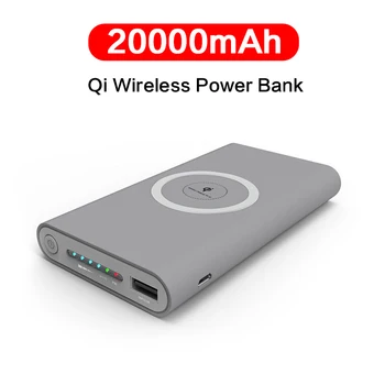 20000mAh Qi Bezvadu Lādētāju Strāvas Bankas Ārējo Akumulatoru Bezvadu Lādēšanas Powerbank Par iPhone11 X Xiaomi Mi 9 Poverbank