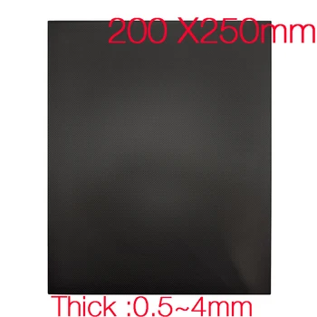 200mm X 250mm 0.5 mm 1mm 1.5 mm 2 mm 3 mm 4mm biezums 5mm Nekustamā Oglekļa Šķiedras Plāksne Panelis Loksnes Augstas Kompozīta Materiāla Cietība RC