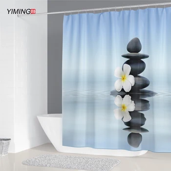 200x180 vannas aizkaru akmens bambusa ūdens, kas plūst, zen meditācija drukāšanas poliesters ūdensnecaurlaidīga dušas aizkars mājas apdare
