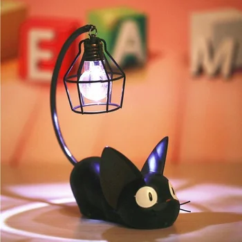 2018 Anime Studio Ghibli Miyazaki Hayao JiJi Kaķu Rotaļlieta ar Nakts Gaismu, Lai Bērns Led lampas, Mājas Apdare Sveķu Bērniem, Multiplikācijas filmu Istaba Lukturi