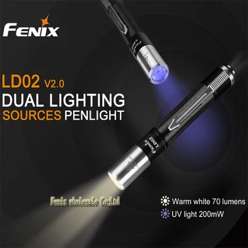2018 JAUNU Fenix LD02 V 2.0 CRI Cree XQ-E HI warm white LED un 365nm UV AAA akumulatora LED EDC Lukturīti Melns