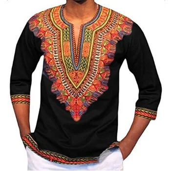2018 Jaunu Modes Āfrikas Dashiki Drukāt V veida Kakla T Krekls Vīriešiem ar Īsām Piedurknēm Gadījuma Tee Kreklu Homme Hip Hop Streetwear T-krekls Vīriešu