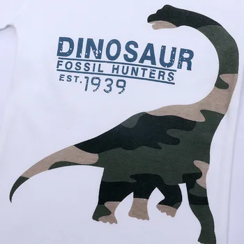 2018 Jaunā gada Rudenī, Pavasarī Baby Zēnu T-krekls Bērniem ar garām Piedurknēm Tees Bērniem Kokvilnas Topi Drukāt Dinozauru Zēni Raibs krekls
