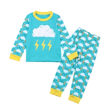 2018 Modes Stila Zēns Meitenes Homewear Mākonis Apģērbu Komplekts atbilstoši Bērniem ar garām Piedurknēm Topi+Bikses 2gab Tērps Rudens Bērnu Pidžamas