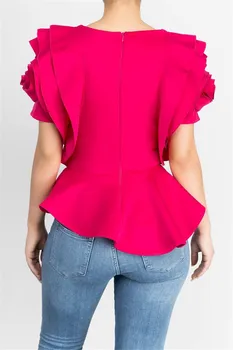 2018 O Kakla Cieto Sexy Mežģīņu Blūze, Krekls Sievietēm Gadījuma Nelegālo Blūze Rožu Ziedlapiņu Piedurknēm OLA Blūze Chemise Sieviešu Blusas