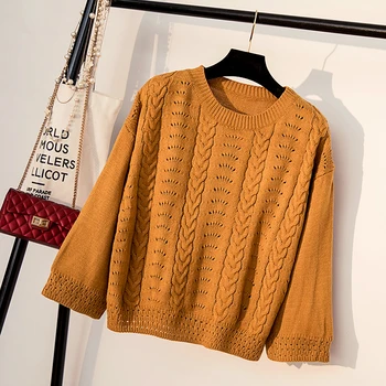 2018 Rudens Ziemas Jauno Korejas Mīksti Džemperi Sievietēm Gadījuma O Kakla Dobi No Trikotāžas Cietā Džemperis Sieviešu Modes Šiks Džemperis