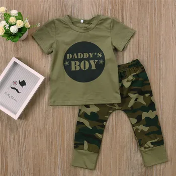 2018 Vasaras Jaundzimušais Meiteņu Drēbes, Uzstādīt tēta Meitene, Topi, T-Krekls+Bikses Cute Apģērbs Iestatīt Ikdienas Modes Baby Zēna kostīms