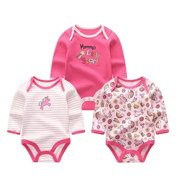 2019 3PCS/Daudz Meiteņu Apģērbs Jaundzimušajiem Unicorn Puiku Drēbes ar garām Piedurknēm Kokvilnas Bērnu Meitene Drēbes 0-12M BabyWear Jumpsuits