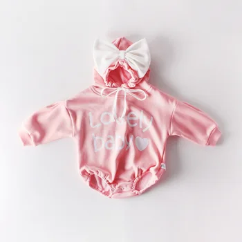 2019 Baby Girl Apģērbu Lielo Loku Kapuci Klp Bodysuit Jaundzimušo Bērnu Kostīms Bērniem Toddler Kokvilnas Rudens Ziemas Jumpsuit