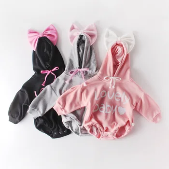 2019 Baby Girl Apģērbu Lielo Loku Kapuci Klp Bodysuit Jaundzimušo Bērnu Kostīms Bērniem Toddler Kokvilnas Rudens Ziemas Jumpsuit