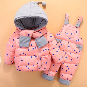 2019 Bērnu Zēniem Ziemas Snowsuit Bērnu Dūnu Jaka (Dungriņi) Sniega Uzvalks No 1-4 Gadiem, Bērniem Meiteņu Mētelis Apģērbu Komplekts Zīdaiņu Uzvalks