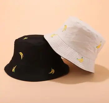 2019. gada, Diviem Sānu Atgriezeniska Augļu Banānu spaiņa cepuri vīrieši sievietes zvejnieka cepure panama bob cepure, balta,rozā,haki,dzeltena vasaras cepure