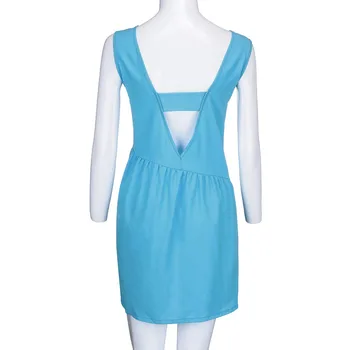 2019. gada Modes Vasara Šifona Backless Īss Mini Kleita Cietā Sundress Zaudēt Gadījuma Pludmales Kleita Sievietēm Puse Kleita Vestido de festa
