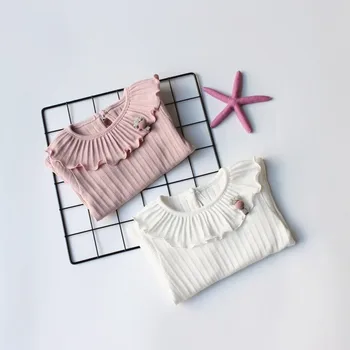 2019. Gada Rudenī Infant Baby Meiteņu Drēbes Toddler Cietā Krekls Ar Garām Piedurknēm Bērni Bērnu Rudens Apģērbu Meitenēm Ruffles Topi Blūze
