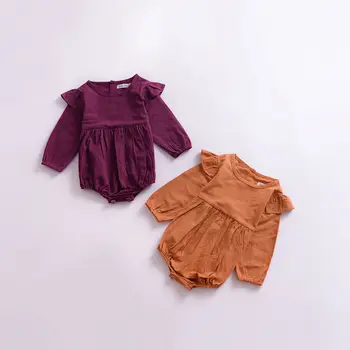 2019. gada Rudenī Toddler Bērniem, Baby Romper Meitene Tauriņš Piedurknēm Romper Tērpiem Jumpsuit 0-3 GADI Violeta&Orange viengabala bērnu drēbes
