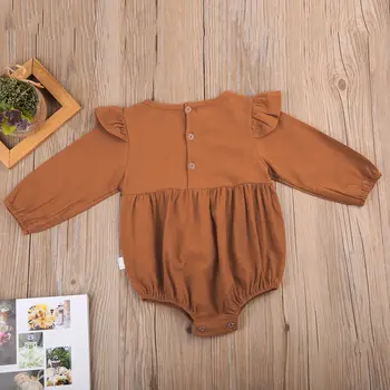 2019. gada Rudenī Toddler Bērniem, Baby Romper Meitene Tauriņš Piedurknēm Romper Tērpiem Jumpsuit 0-3 GADI Violeta&Orange viengabala bērnu drēbes
