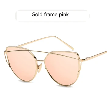 2019. gada Vasaras Stlye Cat Eye Vintage Zīmolu dizainera Rose Gold Spogulis Saulesbrilles Par Sievietēm, Metāla Plakanā Objektīva Saules Brilles Sieviešu oculos
