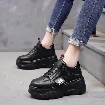 2019. gadā-pavasarī un rudenī modeļus sieviešu kurpes platformas kurpes bieza-soled gadījuma vulkanizētas kurpes pieauga čības