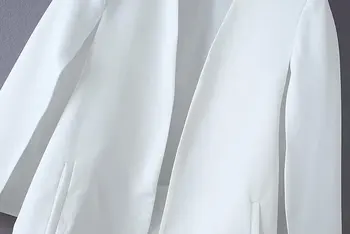 2019. gadā, Sievietēm, eleganta, melna balta krāsa v kakla sadalīts gadījuma mētelis, apmetnis biroja dāma valkā outwear uzvalks jaka atvērto valdziņu topi CT237