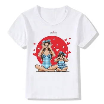 2019 Jaunajā VOGUE Harajuku Meitene T Krekls Bērniem Gudrs Mamma Un Meita Mīl Dzīvi Kawaii Drukāšanas T Zēni Apaļu Kakla Bērniem, Topi