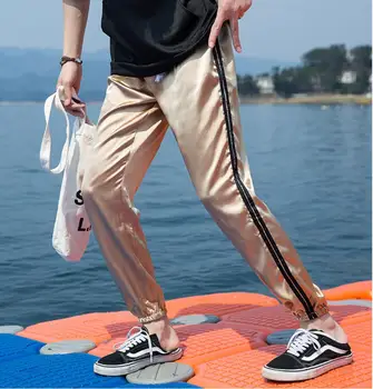 2019 Jaunas Vīriešu Vasaras gluda auduma, zīda apgriezts bikses Ledus zīda gadījuma zīda bikses sporta bikses S-4XL