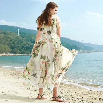 2019 Jauni modeļi Sieviešu Garās Šifona Iespiesti Pludmales Kleitas-line Kāzu Viesu Puses Kleitas Bohēmijas Stila kleitas