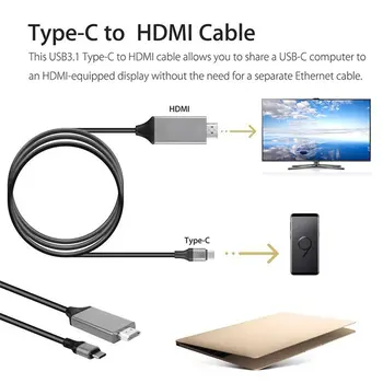 2019 Jauns 4K USB 3.1 USB-C C Tipa HDMI Kabeli HDTV Hdmi Adapteri, par Lenovo ThinkPad X1 MacBook Pro datorā Samsung S8 S9 NOTE8