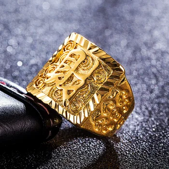 2019 Jauns Moderns Vīriešu 24K Zelta Gredzens Top nekustamā 24K Zeltu Vairākas stila Ikdienas Vīriešu Rotaslietas Puses Dāvanu Izmēra kāzu rotaslietas gredzeni