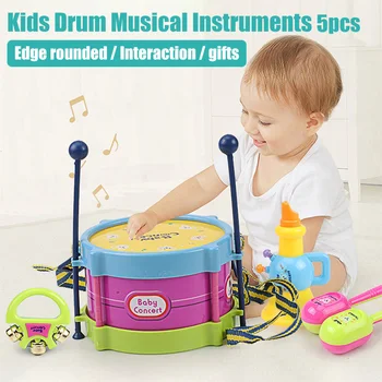 2019 Jaunu 5gab Bērniem, Bērnu Roll Bungas Mūzikas Instrumentu Orķestris Komplekts Bērnu Rotaļlietu Komplekts