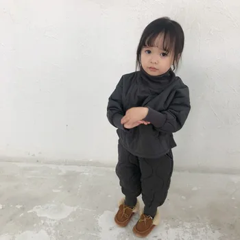 2019 Jaunu Bērnu Ziemas Drēbes Bērniem Samta Silts Clothhing Uzstādīt Toddler Outwear Bērnu Zēnu un Meiteņu Žaketes Mēteļi Meitene Apģērbs