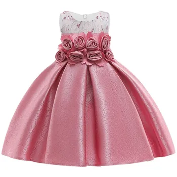 2019 JAUNU Frēzēšana puķu meitenes kleita bērni elegent loku tutu Kleita baby princess puse drēbes bērniem custumes meiteņu apģērbs