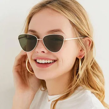 2019 Jaunu modes Dāmas Retro Cat Eye Sieviešu Saulesbrilles Tonētu Krāsu Objektīva Metāla Lielu kadru Populāro Klasisko, Saules Brilles