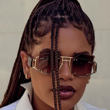 2019 Jaunu Zīmolu Lielajam Rihanna Saulesbrilles Laukumā Bez Apmales Zīmola Dizainere Unisex Vīriešu Slīpums 2020. Gadam Tendence Briļļu