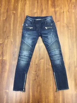 2019 Jaunā luksusa CosMaMa Zīmola dizaineru modes rāvējslēdzēji visām džinsa skinny fit kroku biker boyfriend jeans sieviešu zila