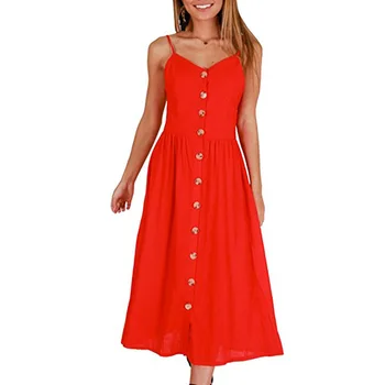 2019 Jaunā Sieviešu Drukāt Ziedu Svītru Gara kleita Sexy V-Neck Sleevele Pogu Beach Gadījuma Boho Midi Kleita Plus Izmērs 3XL vestidos