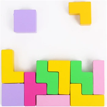 2019 Krāsains Mīklas Tetris Koka Kraušanas Līdzsvaru Rotaļlietas 3D Puzzle Pirmsskolas Spēle Bērniem, Krāsu Uztveri Rotaļlietas Radošo Dāvanu
