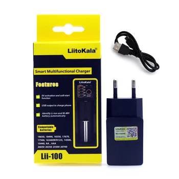 2019 Liitokala Lii-100 1.2 V / 3 V / 3,7 V / 4.25 V 18650/26650/18350/16340/18500/AA/AAA akumulatoru Lādētājs lii100 5V 2A ES Plug