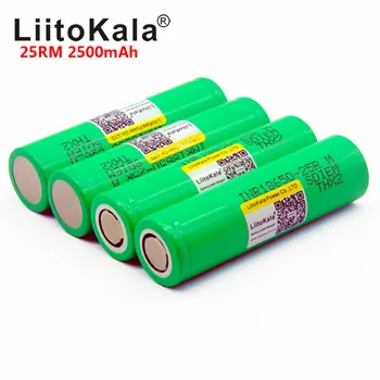 2019 LiitoKala Sākotnējā 18650 25R M INR1865025R 20A gāzizlādes litija baterijas, 2500mAh Akumulatora