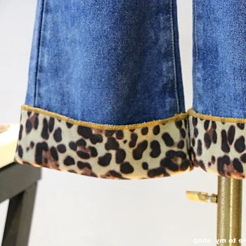 2019 Meitene kids modes leopard uzliesmoja džinsi ziemas samta silts džinsa bikses bērnu bērniem drēbes bikses