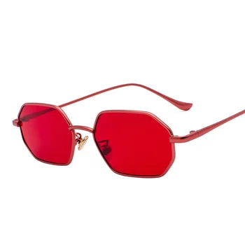 2019 Retro daudzstūris saulesbrilles Vīriešiem, Sievietēm Luksusa Dzeltens Melns Objektīvs Kvadrātveida Saules Brilles Vintage Nelielu Spoguli krāsas saulesbrilles