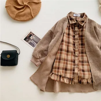 2019 Rudens Ziemas Bērnu Apģērbu Komplekts Gadījuma Garas Piedurknes Izšūta Kleita+ Mētelis Baby Meitenes Bērniem, Drēbes Komplekti 2GAB Apģērbs LZ529