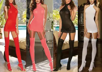 2019 Sievietes Sexy Mežģīņu Babydoll G-String Kakla Kleita Apelācijas Kleita Siksna Apakšveļa Sleepwear Komplekts