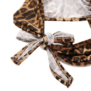 2019 Sieviešu Leopards Izdrukāt Sexy Pavada Kultūraugu Top Backless Pārsējs Mežģīnes Up Metāla Gredzenu Tvertnes Augšpusē Pavada gredzens ar strapless pavada