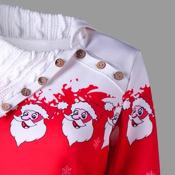 2019 Sieviešu Puses Ziemas Kleita Sievietēm Santa Claus Sniegpārslas Print Plus Lieluma Tunika Krekls Ziemassvētku Dāvanu Kleita