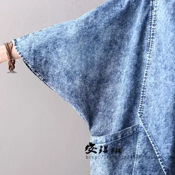 2019 sieviešu rudens plus izmēru, ar lielu kabatas virsdrēbes plats piedurknēm kokvilnas džinsa jaciņa
