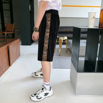 2019 Vīriešu Jūra Gadījuma Vīrietis Hip Hop Leopards Drukāt Īsu Samta Harēma Mens Jogger Šorti Multi-kabatas Sporta zāle Īss Kustības Šorti