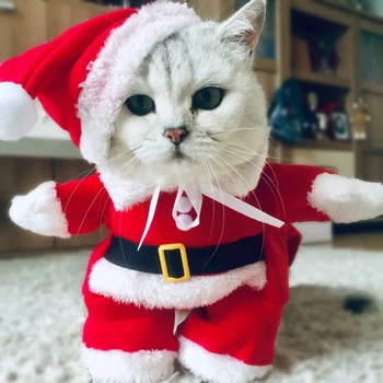2019 Ziemassvētku Pet Cat Kostīmu Nelielu Kaķu Un Suņu Ziemassvētku Un Jaunā Gada Kostīmu Kaķēns Drēbes, Ziemas Smieklīgi Cosplay Santa Claus Drēbes