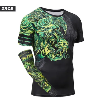2019 ZRCE Zīmolu Apģērbu 3D Drukāšanas Kompresijas Krekli Ķīniešu Pūķis Ar Vienu piedurkni Modes Fitnesa Hip Hop Vīriešu T Krekls